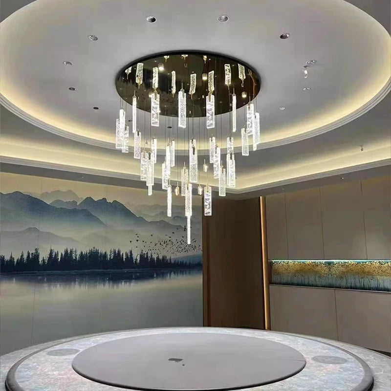 Lustre design Nordique à suspensions dorées tombantes - vue 5 sur 9