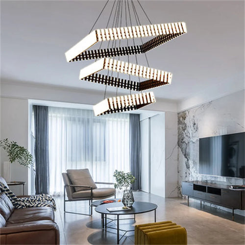 lustre moderne art rond carré pour décoration restaurant - vue 3 sur 8