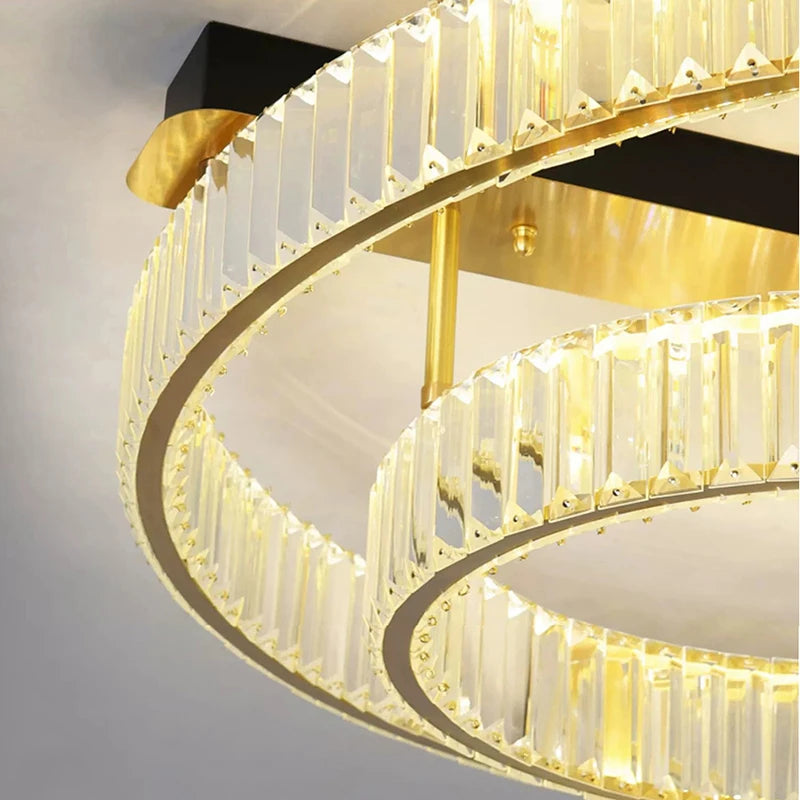 plafonnier de luxe en cuivre et cristal décoration moderne - vue 6 sur 15