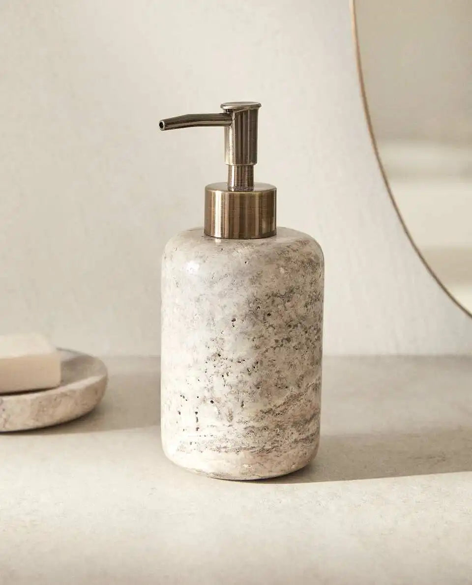 distributeur rechargeable en marbre pour lotions et savon - vue 2 sur 7