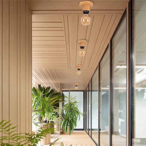 Plafonnier Led nordique bois salon lampe décor - vue 6 sur 6