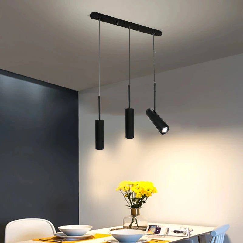 Nordique moderne LED suspension lampe salle à manger décor Restaurant Bar café chambre étude noir suspension lumières abat-jour réglable - vue 3 sur 10