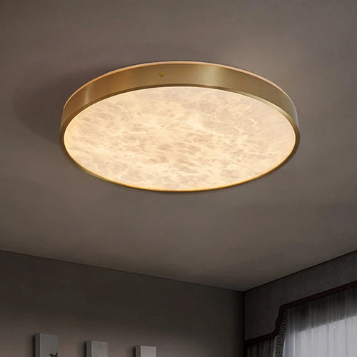 plafonnier luxueux en laiton led monté en marbre circulaire - vue 4 sur 8