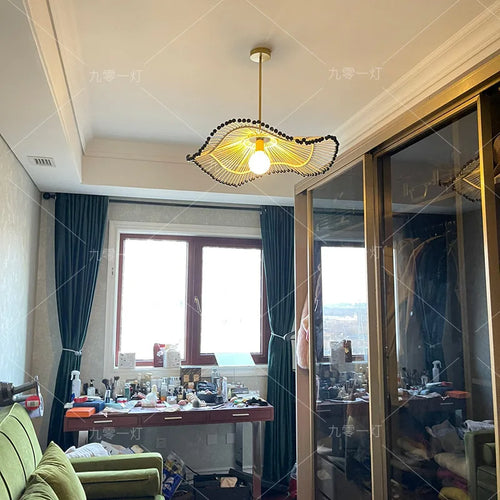lustre art déco en corde de chanvre pour boutiques et restaurants - vue 3 sur 7