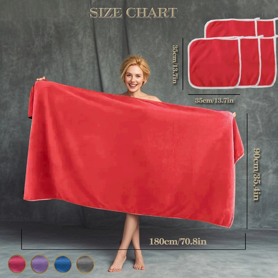 serviette de bain polaire corail large seche rapide - vue 4 sur 7