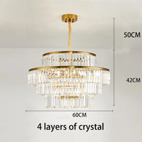 lustre moderne en cristal doré pour éclairage décoratif intérieur