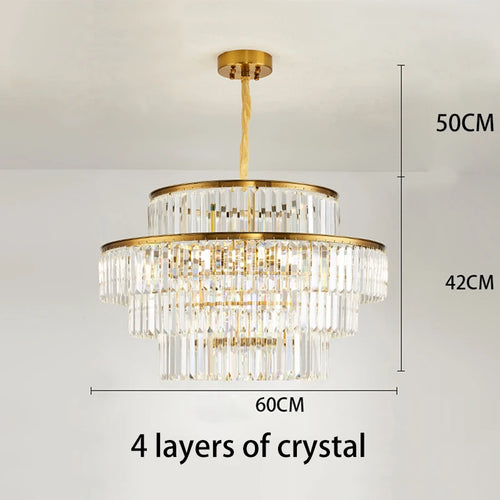 lustre moderne en cristal doré pour éclairage décoratif intérieur