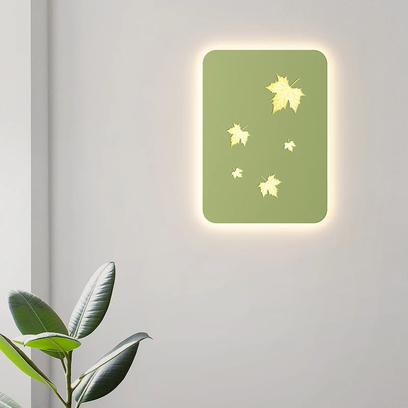 applique murale métallique à intensité variable avec feuilles d'érable - vue 3 sur 8