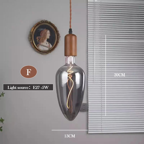lustre en verre d'art rétro en bois massif créatif pour décoration intérieure - vue 21 sur 25