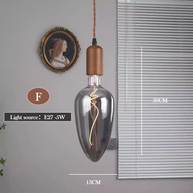 lustre en verre d'art rétro en bois massif créatif pour décoration intérieure - vue 20 sur 25