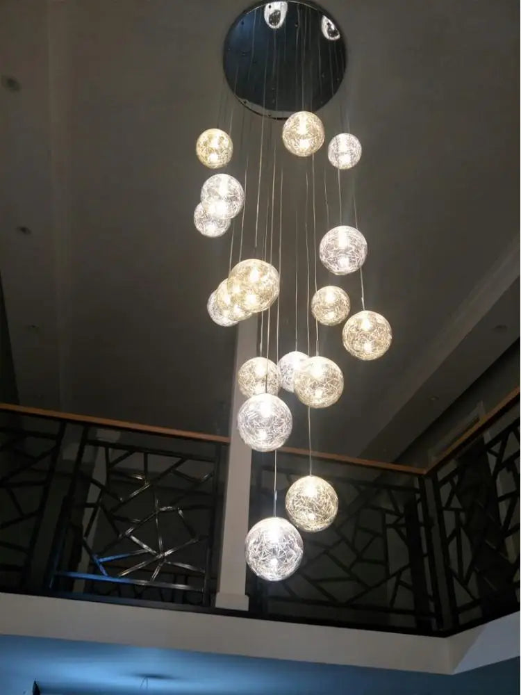 suspension boule de verre pour éclairage moderne escalier - vue 6 sur 7