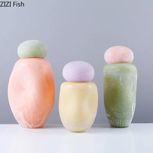 vase en verre décoratif avec couvercle pour fleurs artificielles - vue 2 sur 8