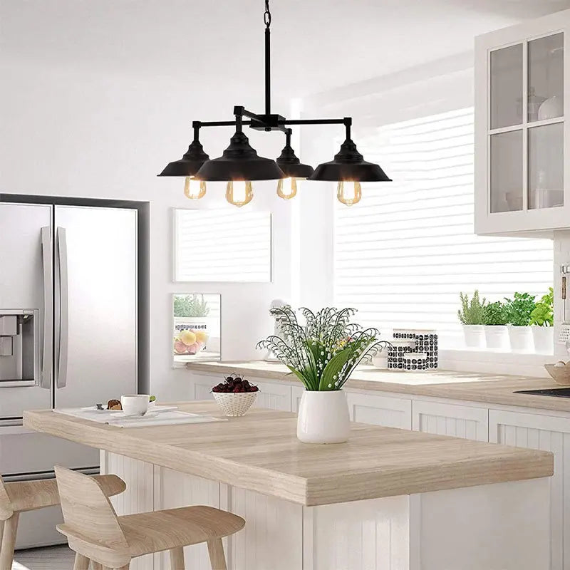 lustre vintage loft 4 têtes style américain pour restaurant - vue 6 sur 7