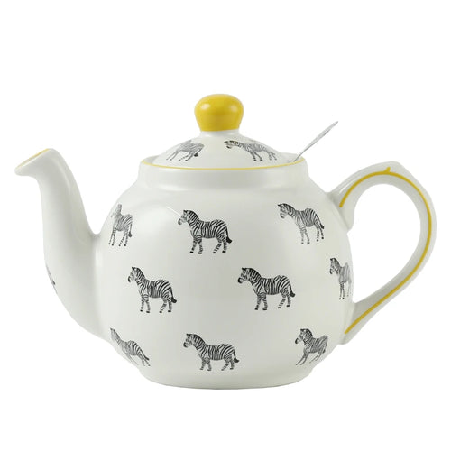 Theiere ceramique motif zebre avec infuseur inox - vue 3 sur 5