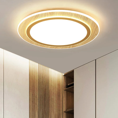 lampes de plafond led ultra-minces en bois style japonais - vue 2 sur 9