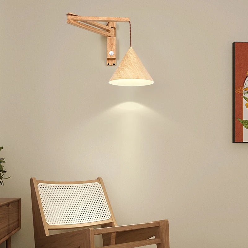 applique murale pliable vintage japonaise avec interrupteur led - vue 5 sur 8