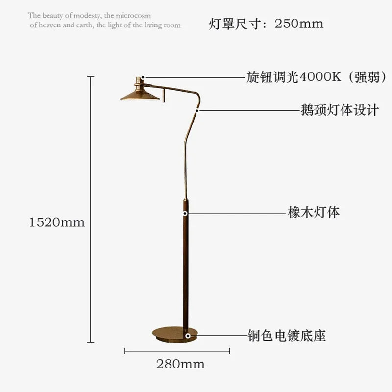 lampadaire moderne en bois massif pour décoration rétro à LED - vue 6 sur 8