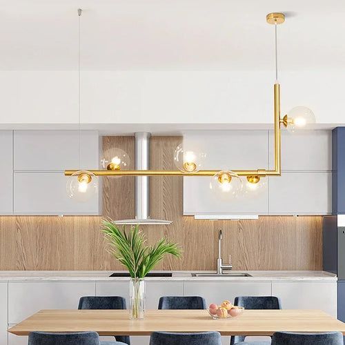 Kitchen Island Ceiling Chandelier Dining Table Glass Pendant Lamp Led Suspension Luminaire Hanging Light - vue 4 sur 14