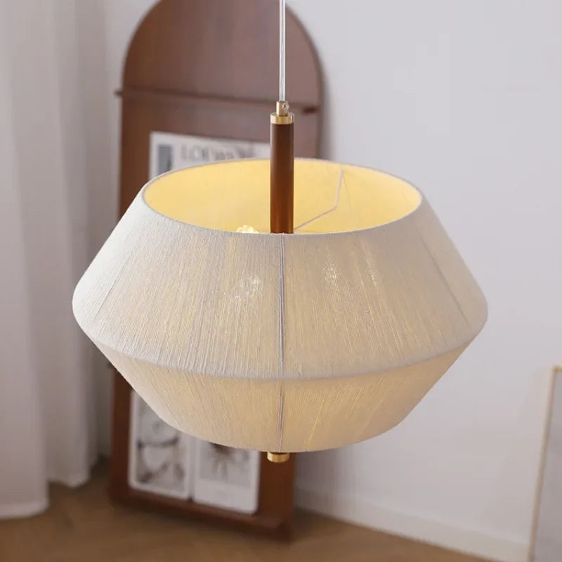 suspension décorative en tissu style japonais éclairage led élégant - vue 4 sur 9
