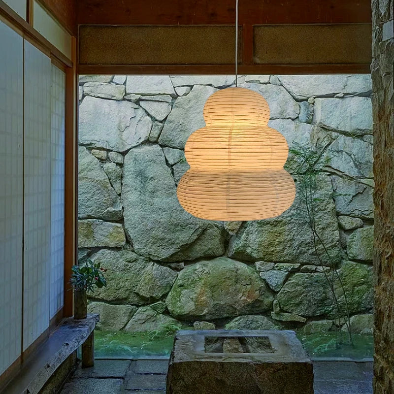 Noguchi Yong suspension lumières Akari Wabi-sabi plafonnier japonais papier de riz lustre pour salon décor à la maison suspension - vue 3 sur 9