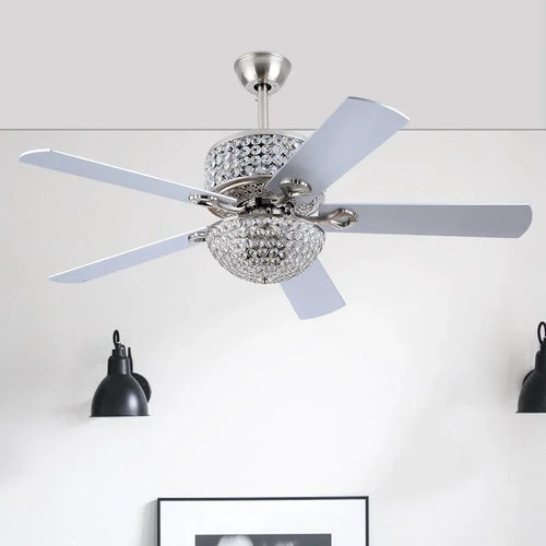 ventilateur de plafond en cristal avec télécommande et lumières - vue 5 sur 9