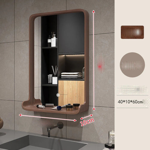 miroir nordique en bois massif pour salle de bain suspendu - vue 11 sur 12