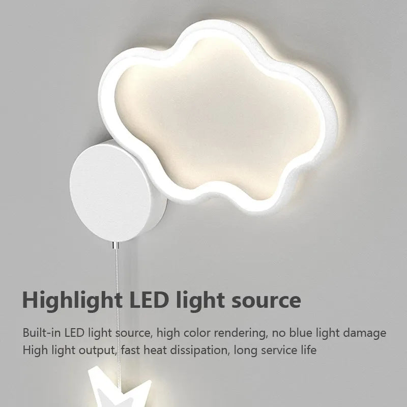 Applique murale LED modernes fer acrylique nuage étoile lune chambre d'enfants décor appliques pour chambre allée étude salon maison Lustre - vue 6 sur 18