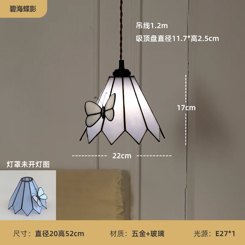 lustre multicolore style tiffany pour éclairage intérieur enfants - vue 8 sur 9