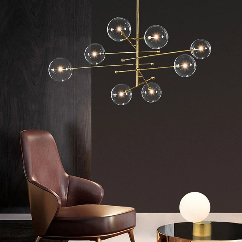 lustre led en verre nordique pour éclairage suspendu décoration intérieur - vue 4 sur 10