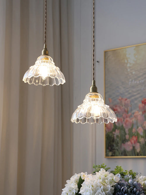 suspension en verre et laiton style japonais design nordique luxe - vue 7 sur 8