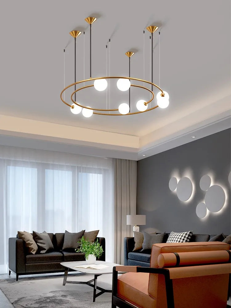 lustre moderne créatif orbite planète en verre led décoration café - vue 3 sur 8