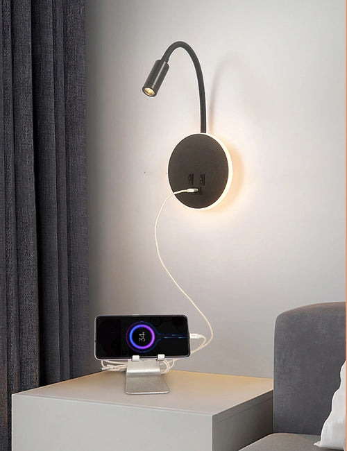 applique murale led moderne avec ports usb et interrupteur - vue 4 sur 22