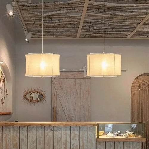 suspension en coton et lin style wabi sabi fait main pour restaurants et hôtels - vue 5 sur 14