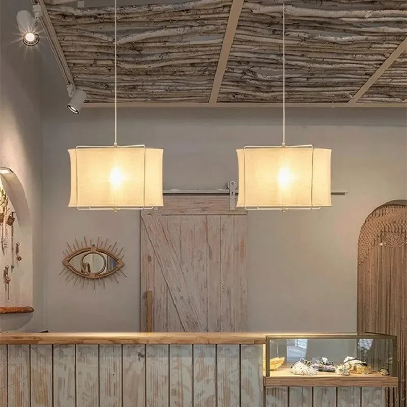 suspension en coton et lin style wabi sabi fait main pour restaurants et hôtels - vue 5 sur 14