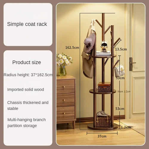 porte-manteau en bois organisateur rotatif pour vêtements - vue 9 sur 11