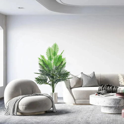palmier artificiel en plastique avec feuilles de monstera pour jardin - vue 7 sur 9