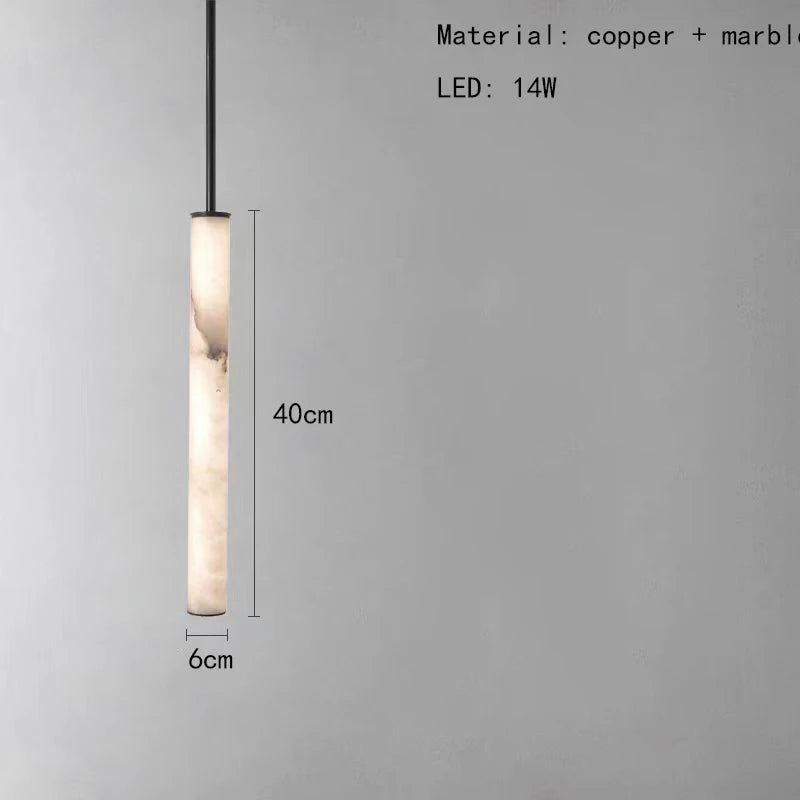 lustre cylindrique en marbre naturel avec cordon réglable 3000k - vue 8 sur 9