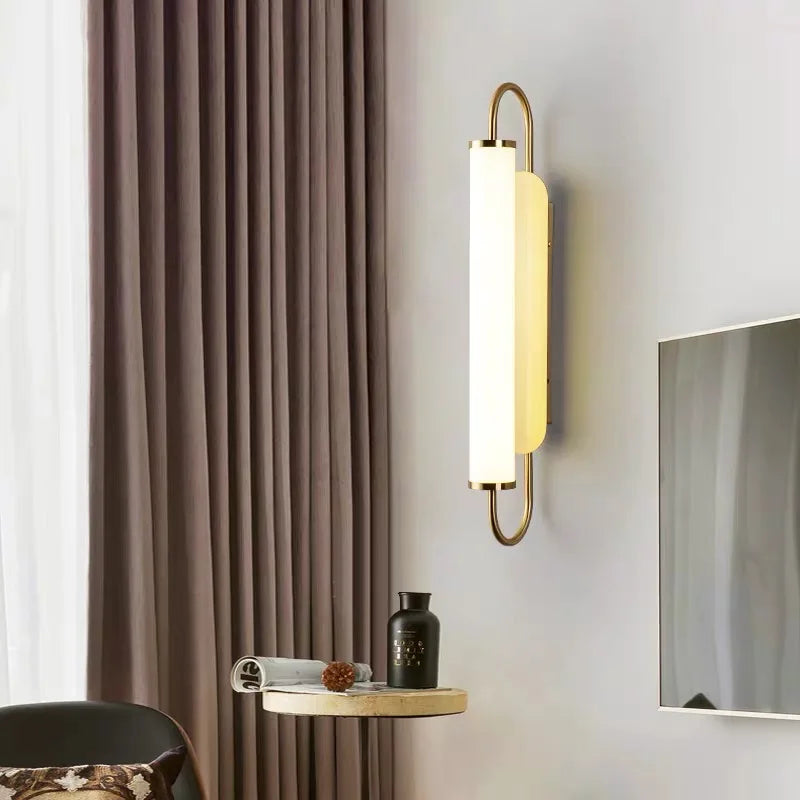 Nordic Minimalist Long White LED Wall Lamp for Bedroom Headboard, Modern and Personalized Living Room Balcony Lighting Fixtures - vue 2 sur 7