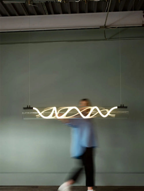 Italian designer art LED restaurant chandelier modern living room irregular long bar counter, dining table lighting fixtures - vue 3 sur 7