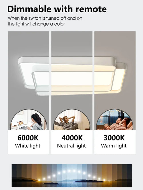 Ceiling Lamps Living Room Main Lamp Rectangular Nordic Ceiling Lamp Modern Simple Atmosphere Bedroom Creative Lamps Whole House - vue 5 sur 11