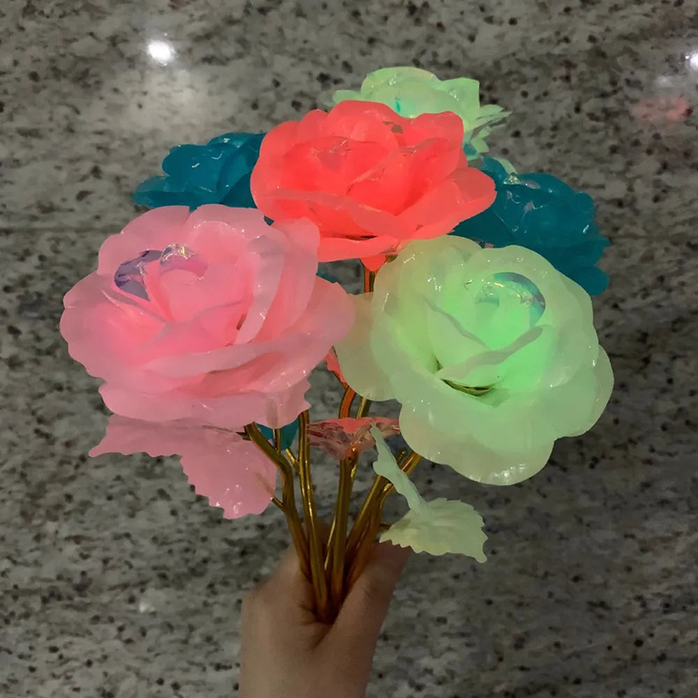 branche de rose lumineuse cadeau pour la saint valentin ou fête des mères - vue 3 sur 9