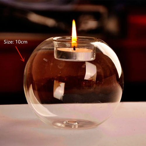 bougeoir en verre rond pour décorations de fêtes et événements - vue 9 sur 8