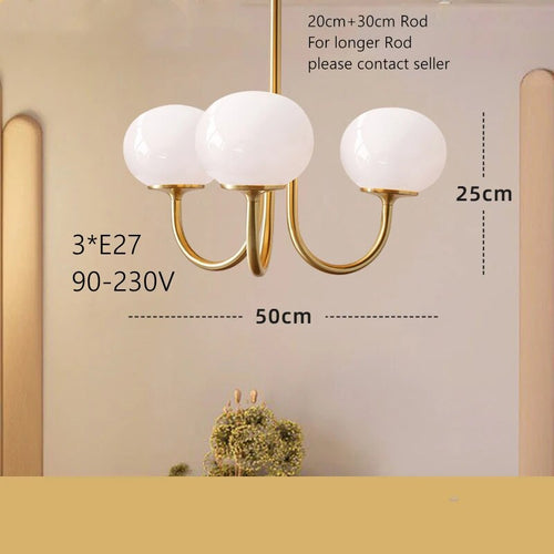 Lustre suspendu vintage en verre blanc - vue 9 sur 10