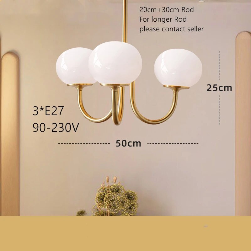 Lustre suspendu vintage en verre blanc - vue 8 sur 10