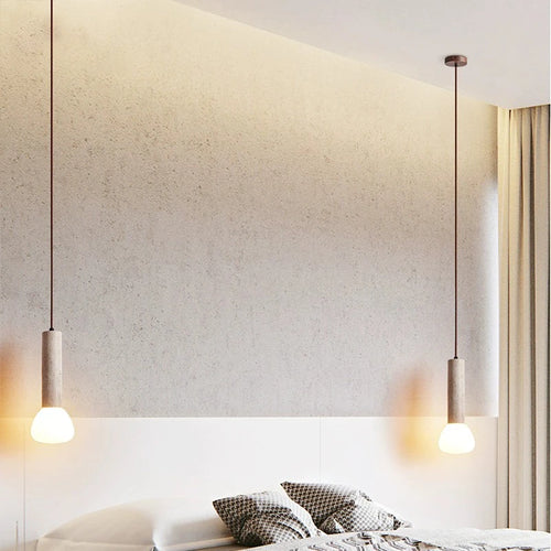 Suspension Style crème salon TV fond mur Led nordique chambre Table de chevet longue ligne petite - vue 2 sur 6