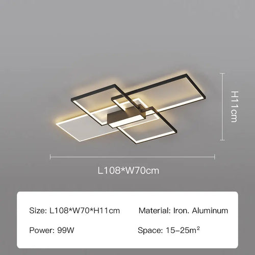 plafonnier led moderne design rectangulaire minimaliste lumineux - vue 10 sur 12