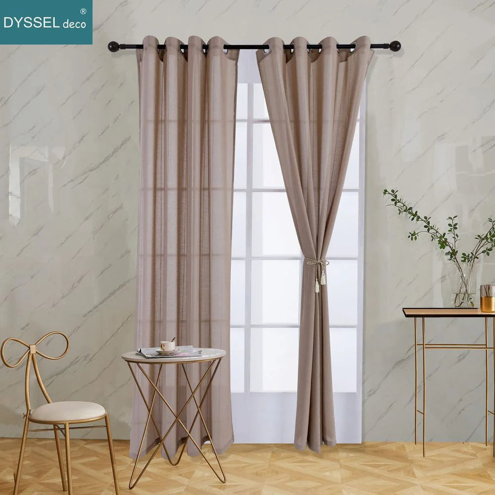Rideau voilage rayures style europeen pour salon chambre - vue 1 sur 8