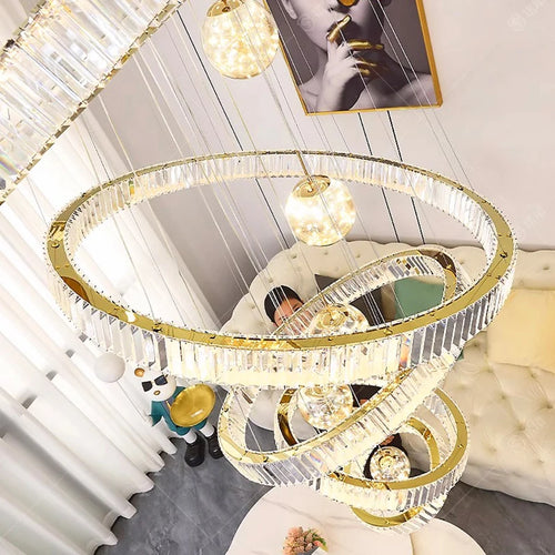 Lustre design anneau en cristal intelligentes pour décoration moderne - vue 4 sur 11