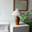 Vintage Table Lamp Desk Light with Wood Stand Fabric Shade