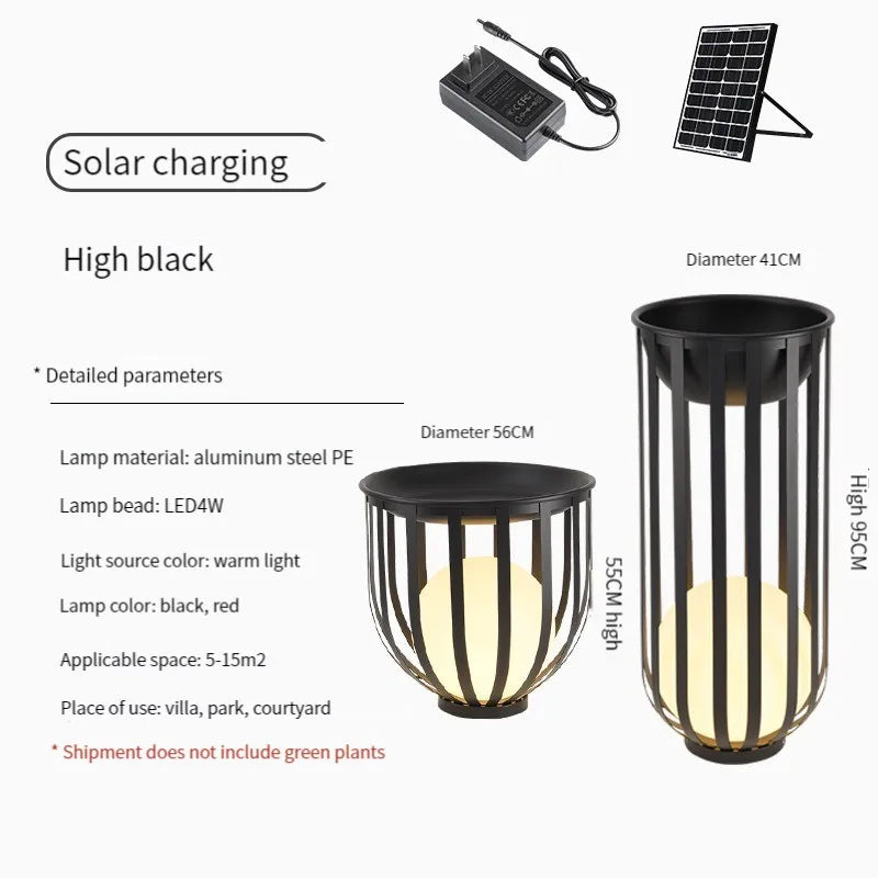 Lampadaire solaire de jardin lampe nordique en pot de fleurs pour Villa cour cour passerelle couloir décor extérieur IP65 éclairage étanche - vue 18 sur 18